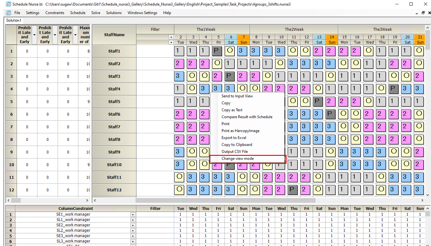 Shift and Task Solution